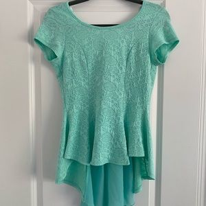 Fashion Magazine mint lace high low top